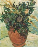 Vincent Van Gogh Still life:Vase with Flower and Thistles (nn04) Germany oil painting reproduction